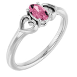 Oval Pink Tourmaline Youth Ring in Platinum
