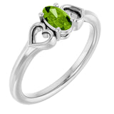 Oval Peridot Youth Ring in White Gold