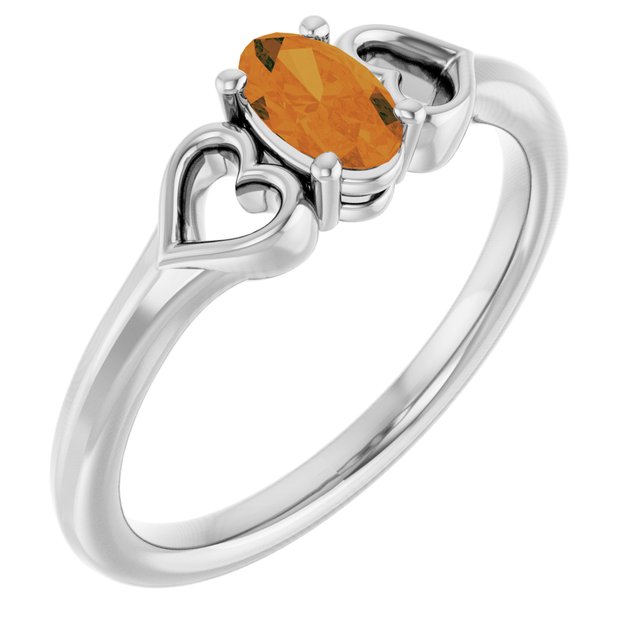 Oval Citrine Youth Ring in Platinum