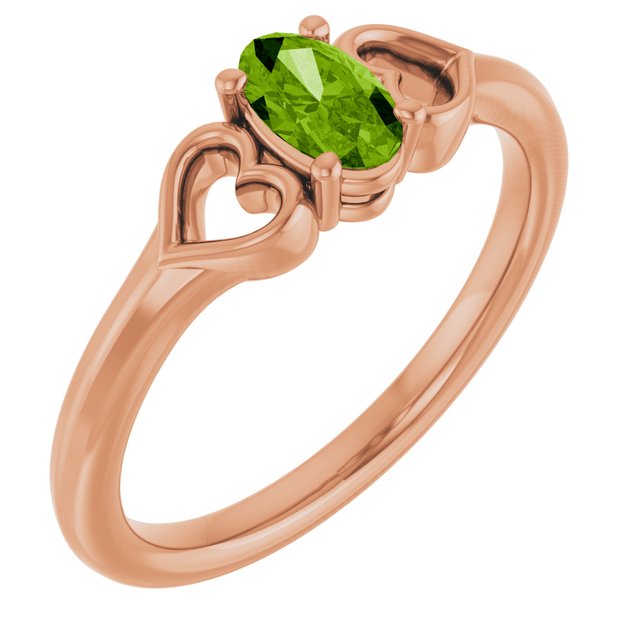 Oval Peridot Youth Ring in Rose Gold