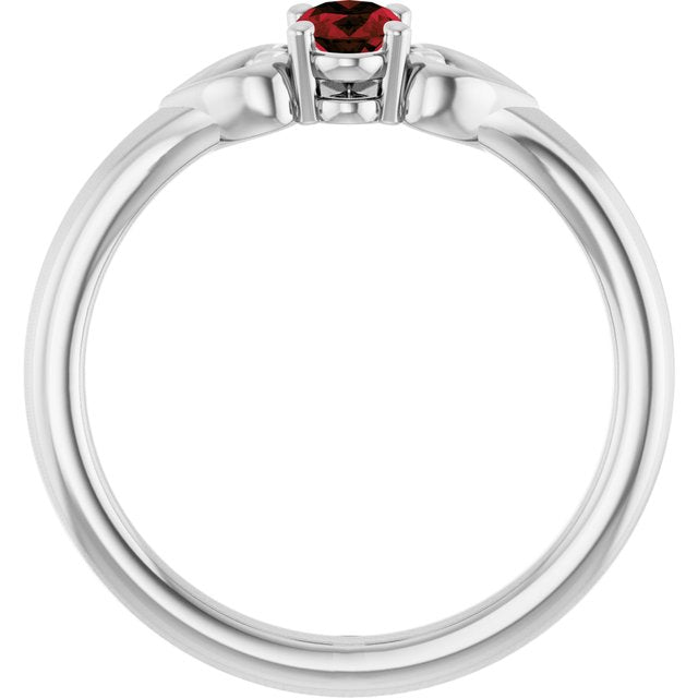 Oval Mozambique Garnet Youth Ring in White Gold