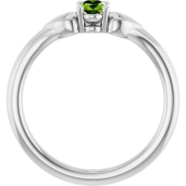 Oval Peridot Youth Ring in Platinum