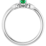 Oval Emerald Youth Ring in Platinum