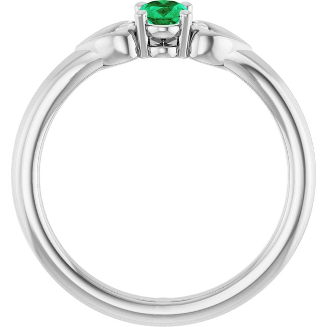 Oval Emerald Youth Ring in White Gold