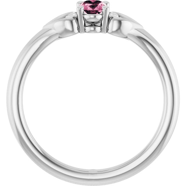 Oval Pink Tourmaline Youth Ring in White Gold
