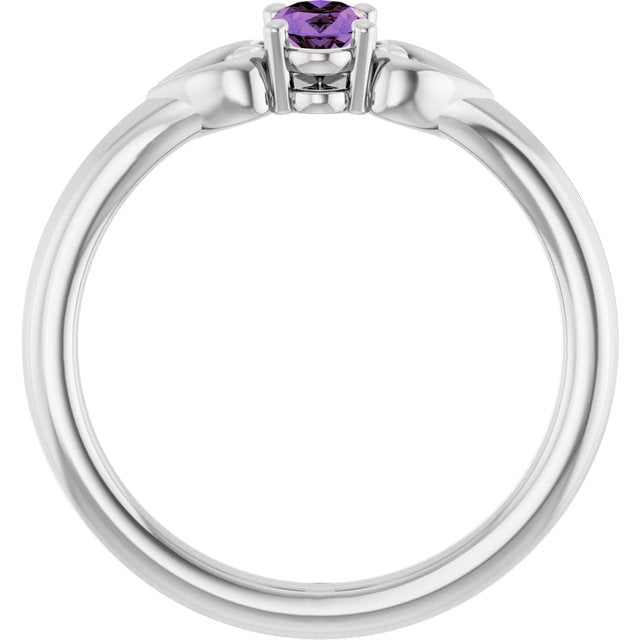 Oval Amethyst Youth Ring in Platinum