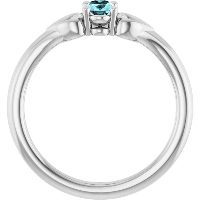 Oval Blue Zircon Youth Ring in White Gold