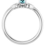 Oval Blue Zircon Youth Ring in White Gold