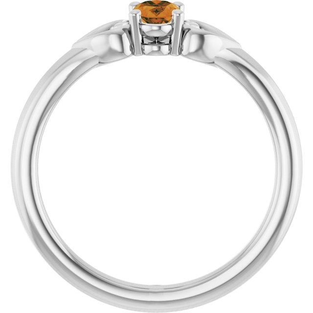 Oval Citrine Youth Ring in White Gold