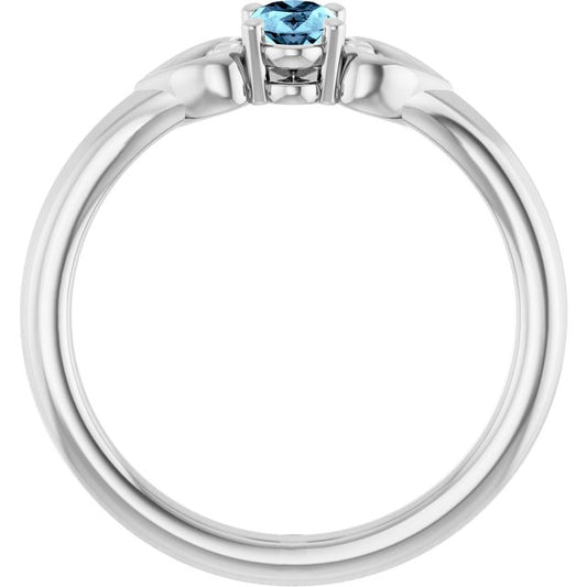Oval Aquamarine Youth Ring in White Gold