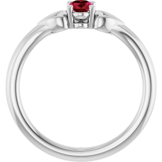 Oval Ruby Youth Ring in Platinum
