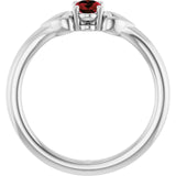 Oval Mozambique Garnet Youth Ring in White Gold