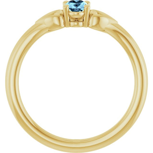 Oval Aquamarine Youth Ring in Yellow Gold