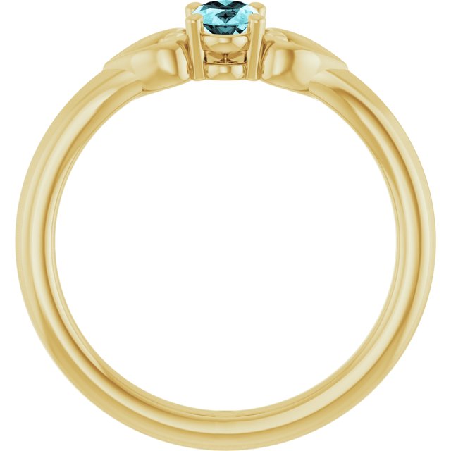 Oval Blue Zircon Youth Ring in Yellow Gold