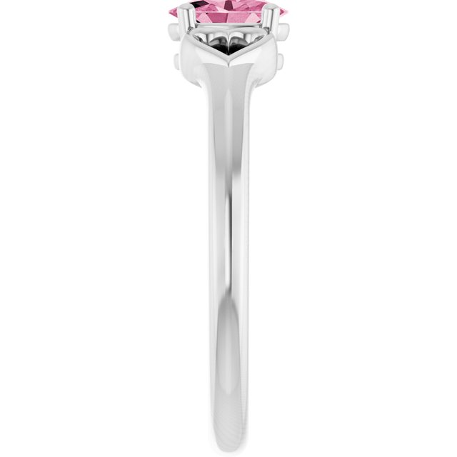 Oval Pink Tourmaline Youth Ring in White Gold