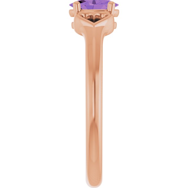 Oval Amethyst Youth Ring in Rose Gold