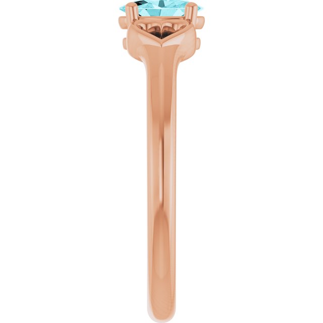 Oval Blue Zircon Youth Ring in Rose Gold