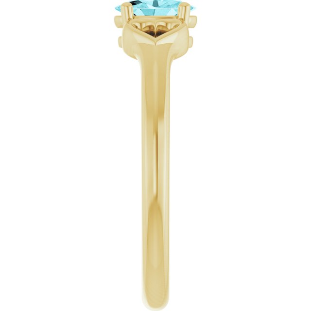 Oval Blue Zircon Youth Ring in Yellow Gold