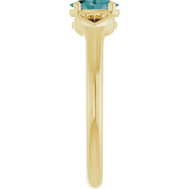Oval Lab-Grown Alexandrite Youth Ring in Yellow Gold