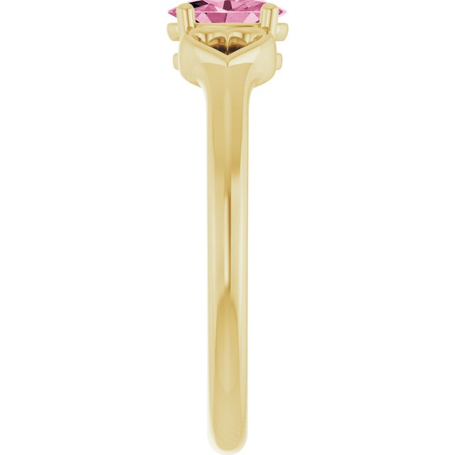 Oval Pink Tourmaline Youth Ring in Yellow Gold