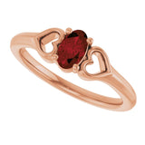 Oval Mozambique Garnet Youth Ring in Rose Gold