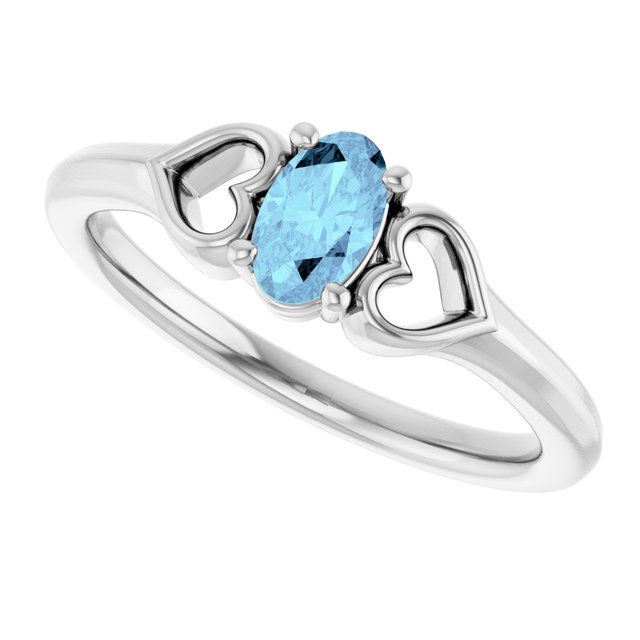 Oval Aquamarine Youth Ring in White Gold