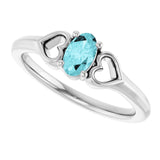 Oval Blue Zircon Youth Ring in Platinum