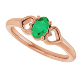 Oval Emerald Youth Ring in Rose Gold