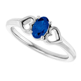 Oval Blue Sapphire Youth Ring in White Gold
