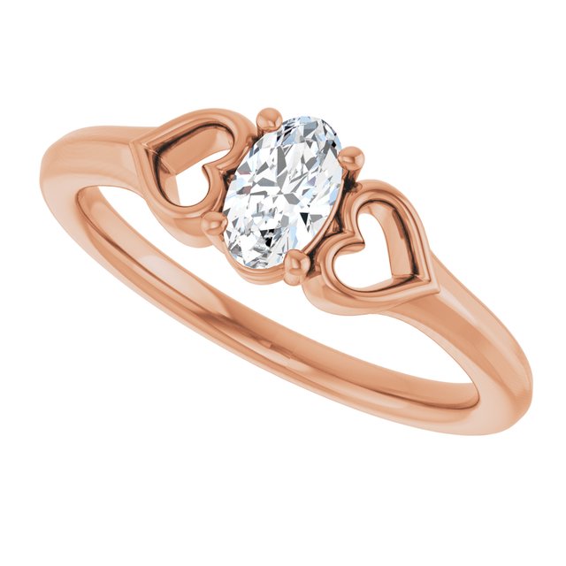 Oval White Sapphire Youth Ring in Rose Gold
