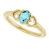 Oval Blue Zircon Youth Ring in Yellow Gold