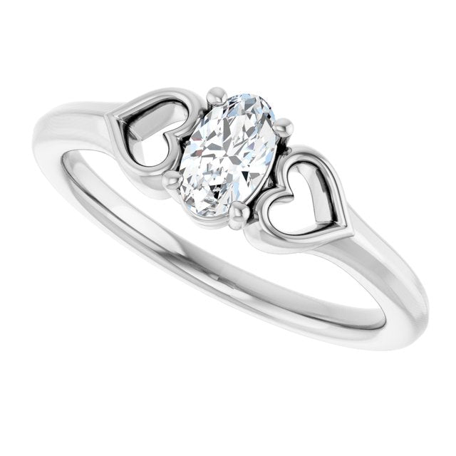 Oval White Sapphire Youth Ring in White Gold