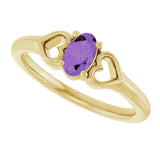 Oval Amethyst Youth Ring in Yellow Gold