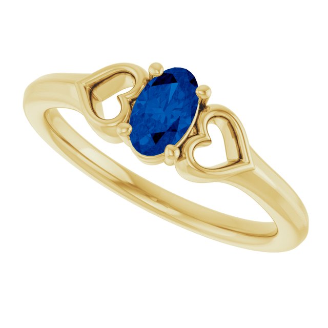 Oval Blue Sapphire Youth Ring in Yellow Gold