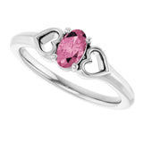 Oval Pink Tourmaline Youth Ring in Platinum