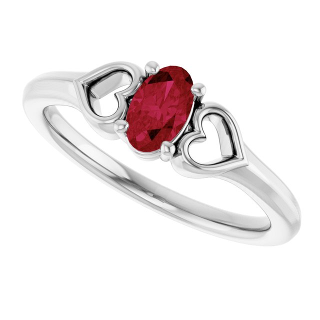 Oval Ruby Youth Ring in Platinum