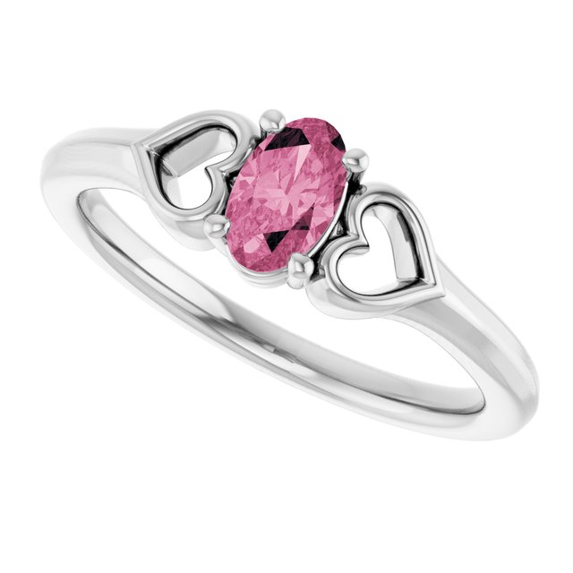 Oval Pink Tourmaline Youth Ring in White Gold