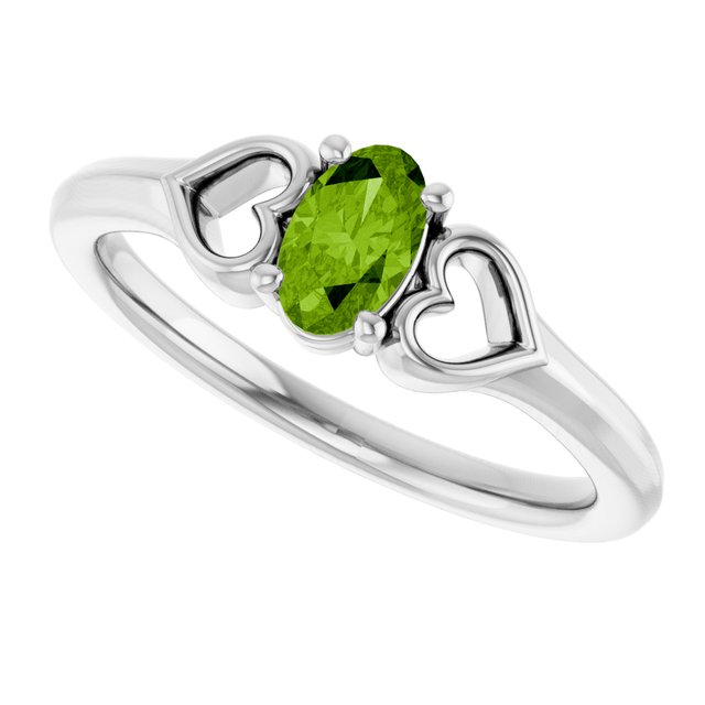 Oval Peridot Youth Ring in Platinum
