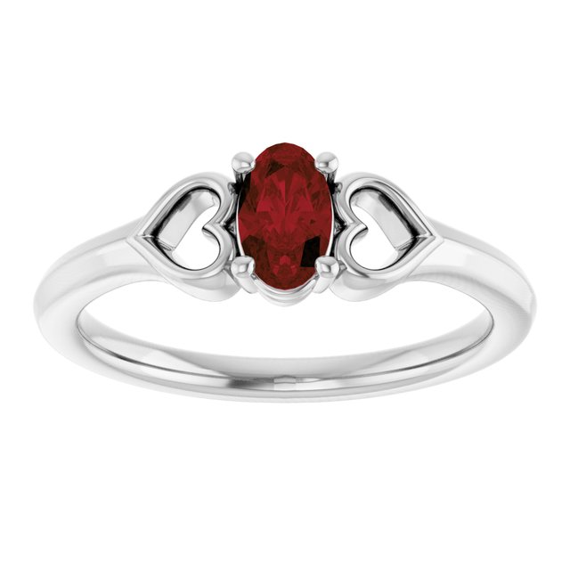 Oval Mozambique Garnet Youth Ring in White Gold