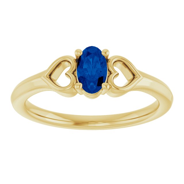 Oval Blue Sapphire Youth Ring in Yellow Gold