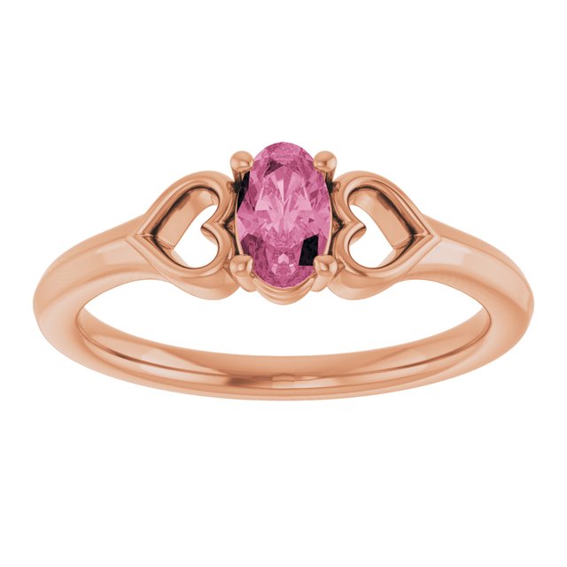 Oval Pink Tourmaline Youth Ring in Rose Gold