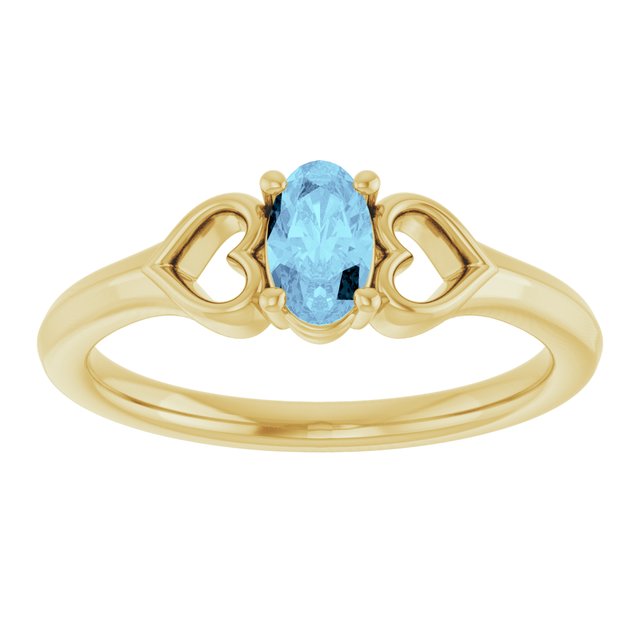 Oval Aquamarine Youth Ring in Yellow Gold