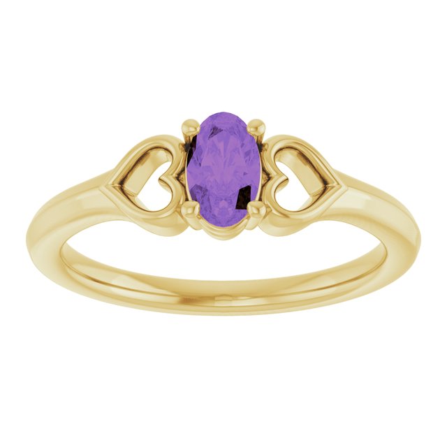 Oval Amethyst Youth Ring in Yellow Gold