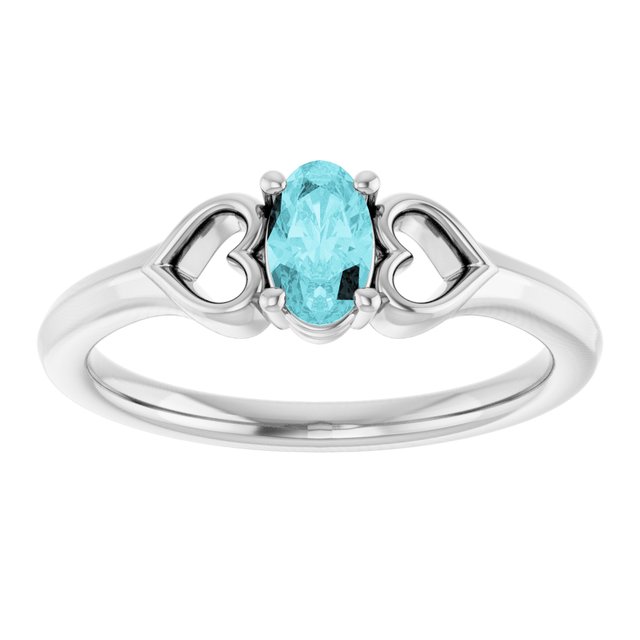 Oval Blue Zircon Youth Ring in Platinum