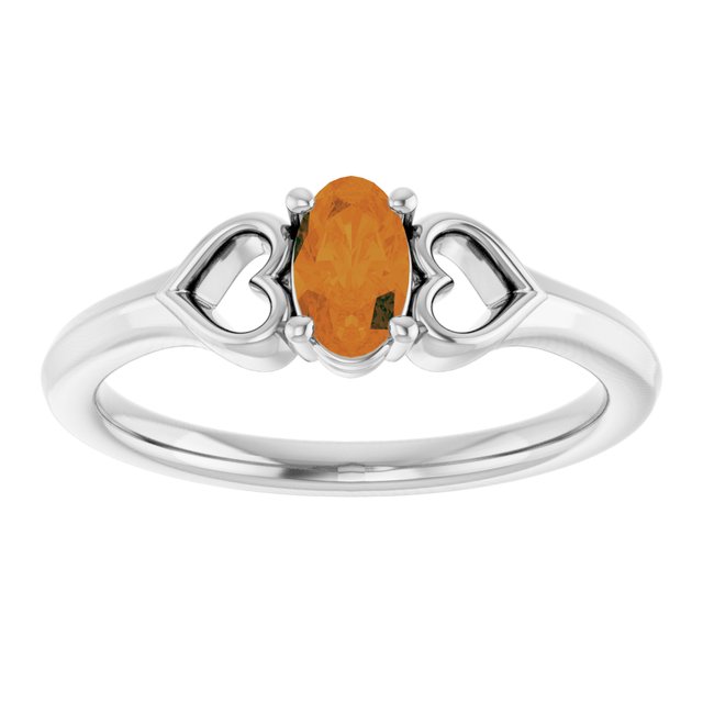 Oval Citrine Youth Ring in White Gold