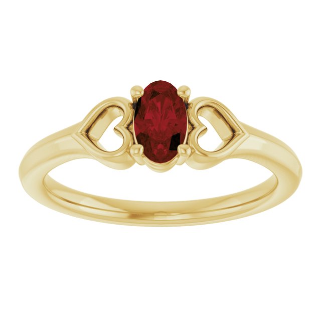 Oval Mozambique Garnet Youth Ring in Yellow Gold