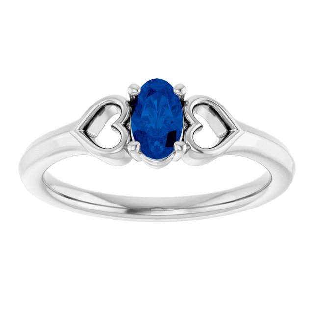 Oval Blue Sapphire Youth Ring in Platinum
