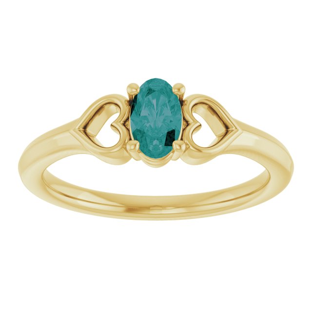 Oval Lab-Grown Alexandrite Youth Ring in Yellow Gold