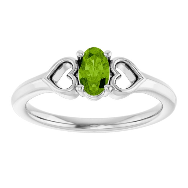 Oval Peridot Youth Ring in White Gold