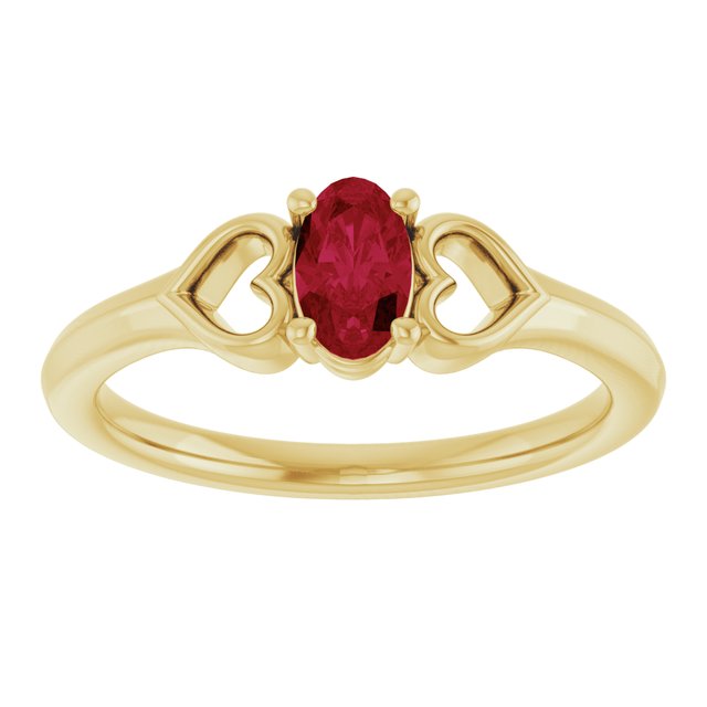 Oval Ruby Youth Ring in Yellow Gold